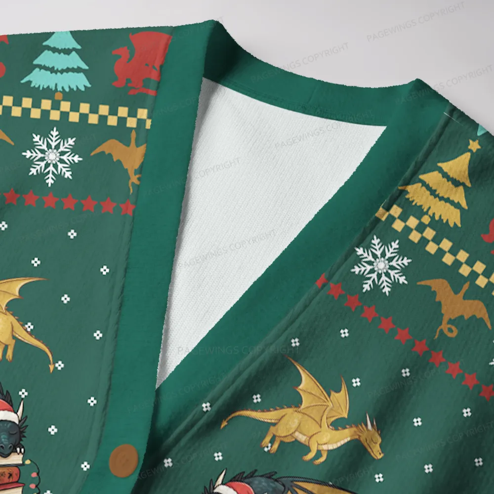 Pagewings Dragons Reading Wonderland Unisex Ugly Cardigan Sweaters