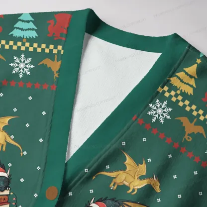 Pagewings Dragons Reading Wonderland Unisex Ugly Cardigan Sweaters