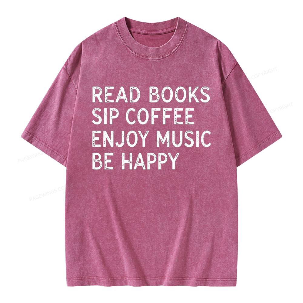 Pagewings Read Books Sip Coffee Unisex Washed T-shirt