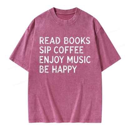 Pagewings Read Books Sip Coffee Unisex Washed T-shirt
