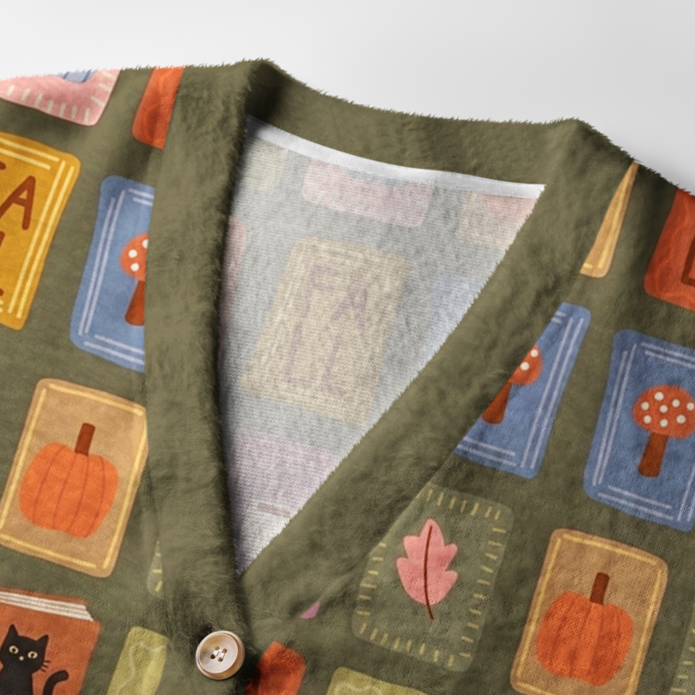 Pagewings Autumn Reading Light Knit Unisex Cardigan Sweaters