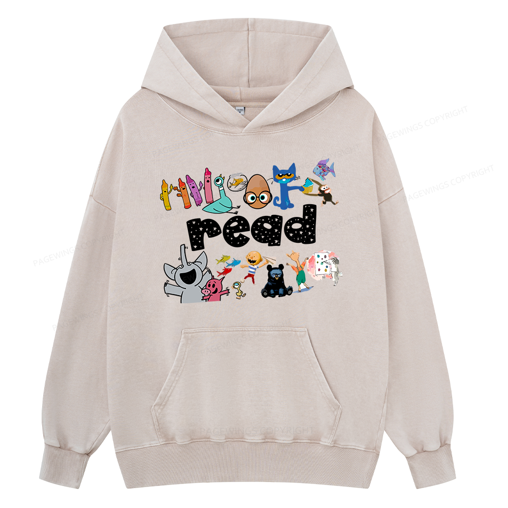 Pagewings Reading Bookish Unisex Washed Hoodie