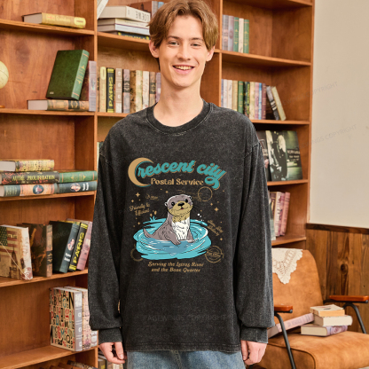 Pagewings Crescent City Postal Service Unisex Washed Long Sleeve T-shirt