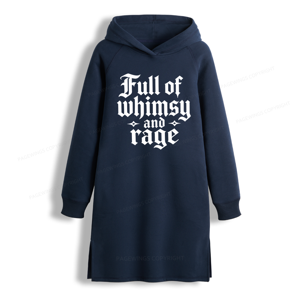 Pagewings Full of Whimsy and Rage Side-Slit Fleece Hoodie Dress