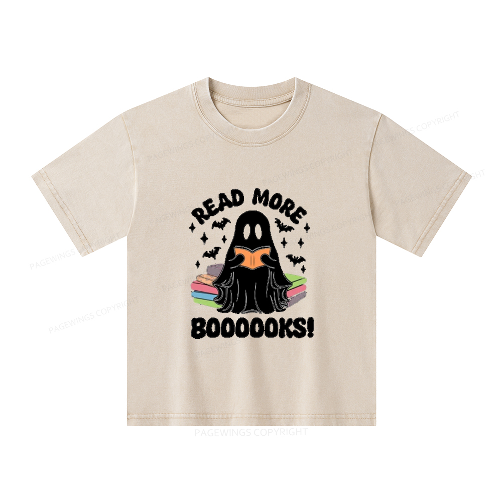 Pagewings Halloween Read More Booooks Unisex Kids Washed T-shirt