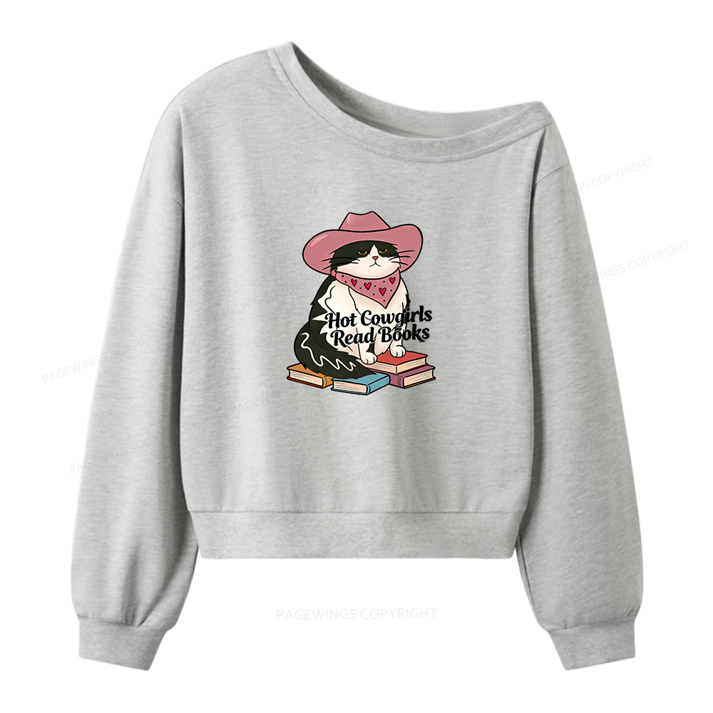 Pagewings Hot Cowgirls Read Books Women Off Shoulder Sweatshirt