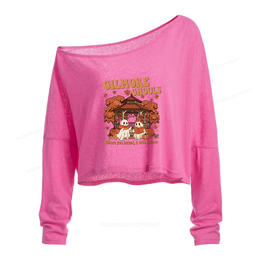 Pagewings Gilmore Ghouls Slouchy Long Sleeve Off Shoulder T-shirt