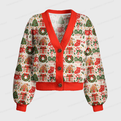 Pagewings Christmas Bookish Women's Cardigan Sweater
