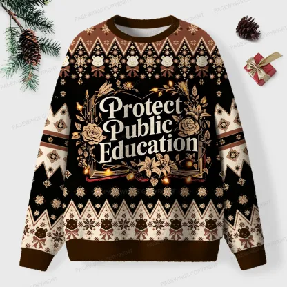Pagewings Protect Public Education Unisex Ugly Knit Sweatshirt