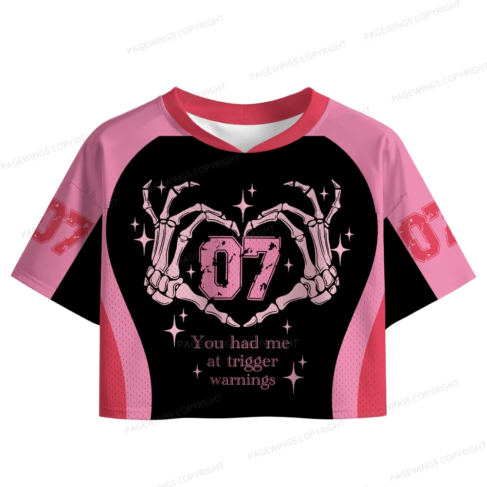 Pagewings You Had Me At Trigger Warnings Women's Crop Mesh Jersey