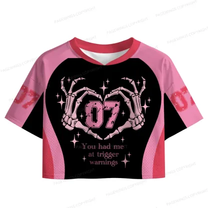 Pagewings You Had Me At Trigger Warnings Women's Crop Mesh Jersey