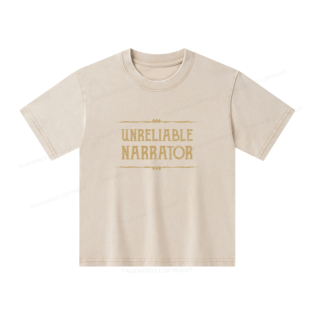 Pagewings  Unreliable Narrator Unisex Kids Washed T-shirt