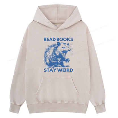 Pagewings Read Books Stay Weird Unisex Washed Hoodie