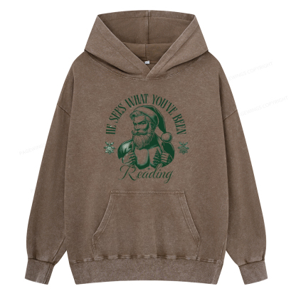 Pagewings He Sees What You've Been Reading Unisex Washed Hoodie