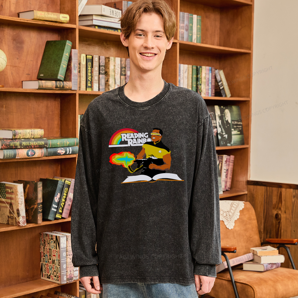 Pagewings Reading Rambo Unisex Washed Long Sleeve T-shirt