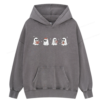 Pagewings Bookish Ghost Unisex Washed Hoodie