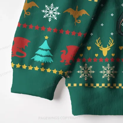Pagewings Book Dragon Unisex Ugly Knit Sweatshirt