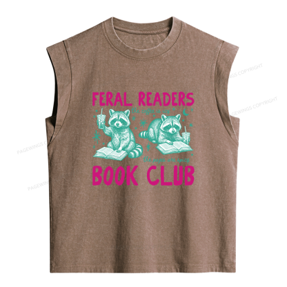 Pagewings Feral Readers Book Club Women's Washed Tank Top