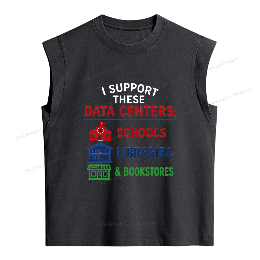 Pagewings I Support These Data Centers Women's Washed Tank Top