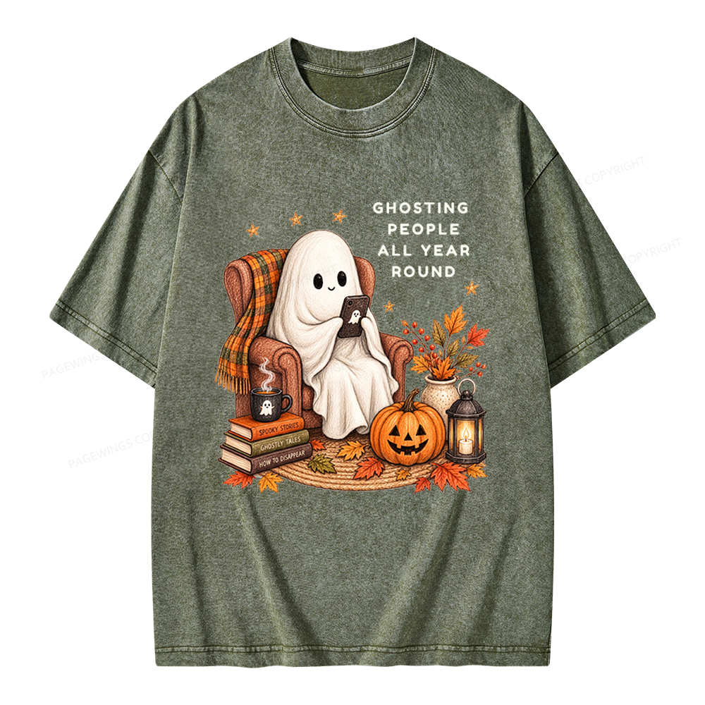 Pagewings Fall Coffee Bool Lover Unisex Washed T-shirt