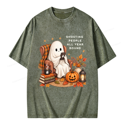 Pagewings Fall Coffee Bool Lover Unisex Washed T-shirt