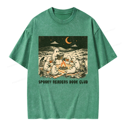Pagewings Spooky Readers Book Club Unisex Washed T-shirt