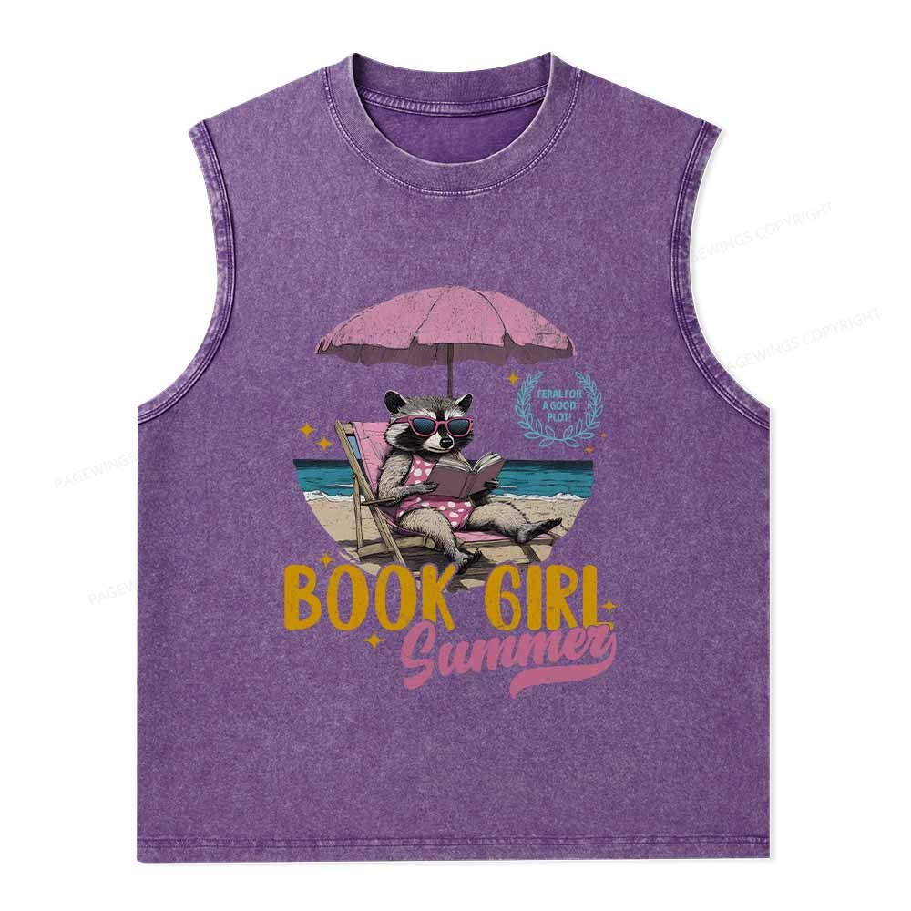 Pagewings Book Girl Summer Washed Tank Top