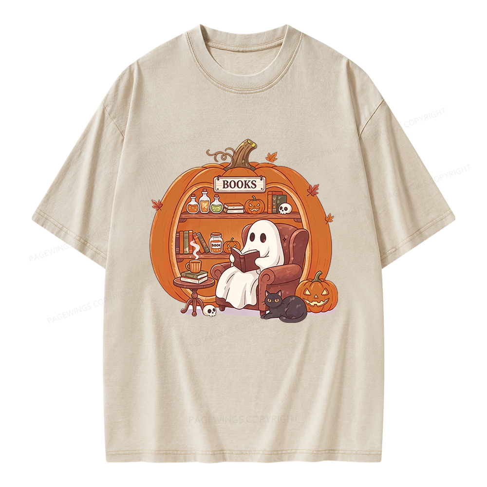 Pagewings Reading Ghost Unisex Washed T-shirt