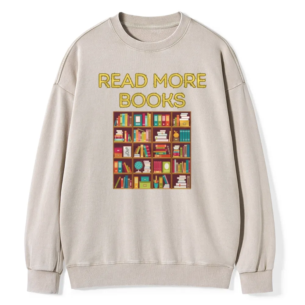 Pagewings Read More Books Bookshelves Unisex Washed Sweatshirt