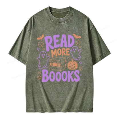 Pagewings Halloween Bookish Unisex Washed T-shirt