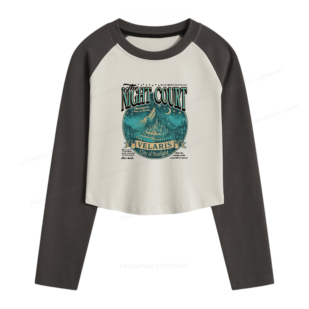 Pagewings The Night Court Women Long Sleeve Crop Raglan T-shirt