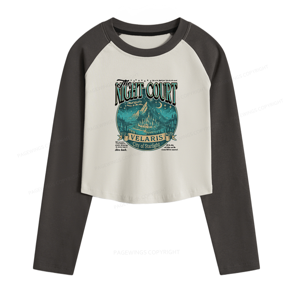 Pagewings The Night Court Women Long Sleeve Crop Raglan T-shirt