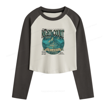 Pagewings The Night Court Women Long Sleeve Crop Raglan T-shirt