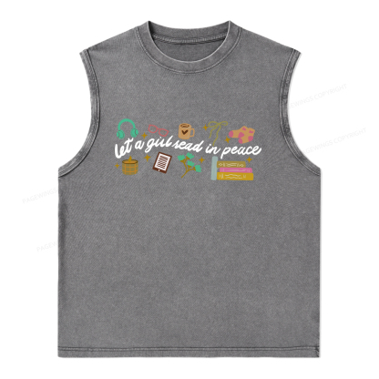 Pagewings Let a Girl Read in Peace Unisex Washed Tank Top