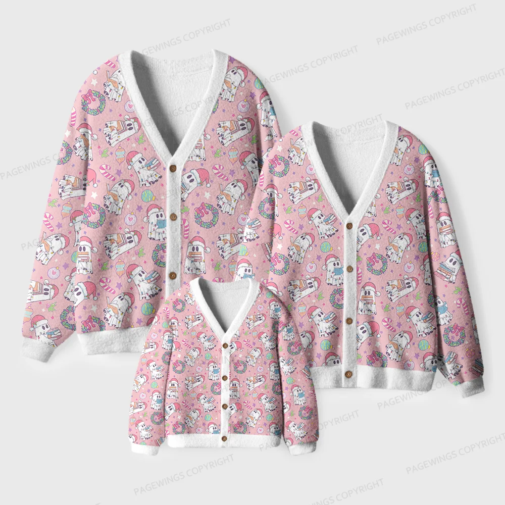 Pagewings Christmas Reading Unisex Ugly Cardigan Sweaters