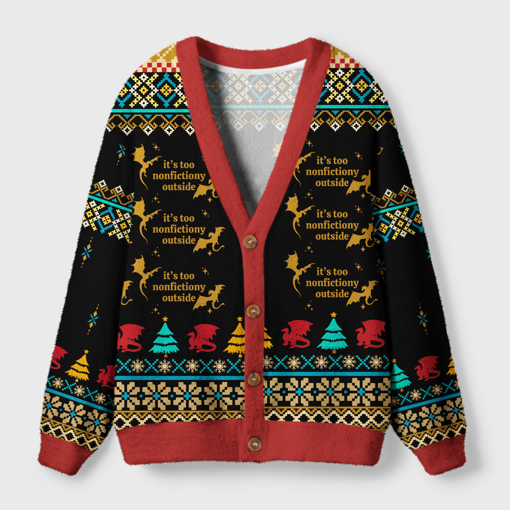 Pagewings It's Too Nonfictiony Outside Light Knit Unisex Cardigan Sweaters