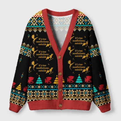 Pagewings It's Too Nonfictiony Outside Light Knit Unisex Cardigan Sweaters