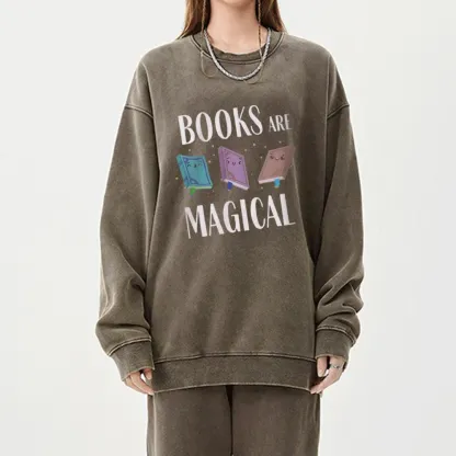 Pagewings Books Magical  Unisex Washed Sweatshirt