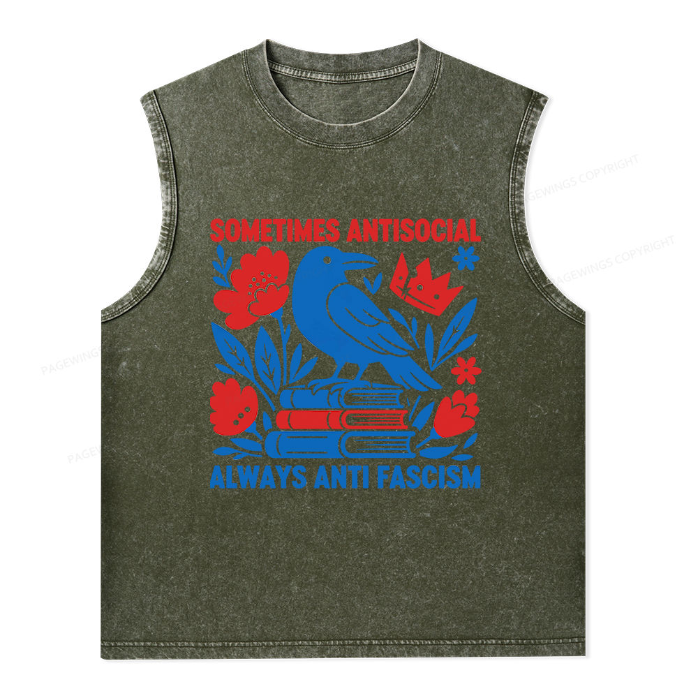 Pagewings Anti Fascism Unisex Washed Tank Top
