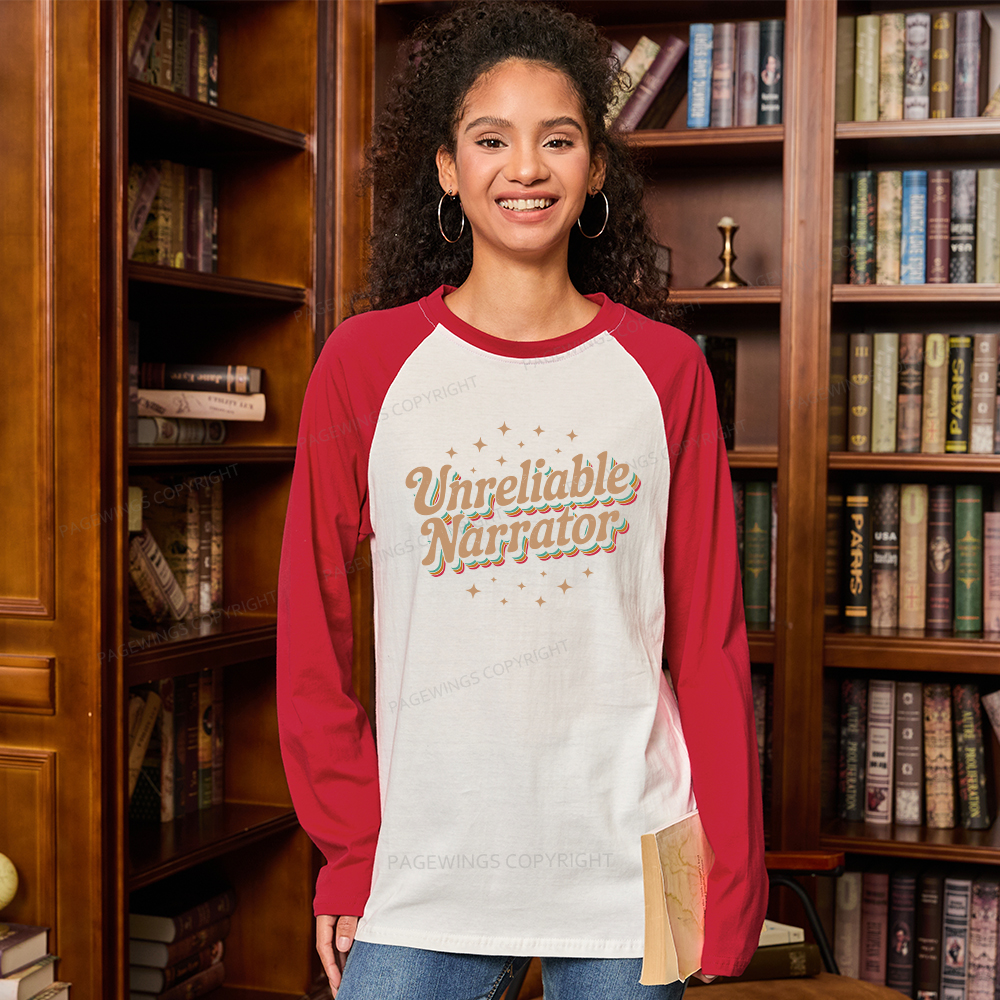 Pagewings Unreliable Narrator Long Sleeve Raglan T-shirt