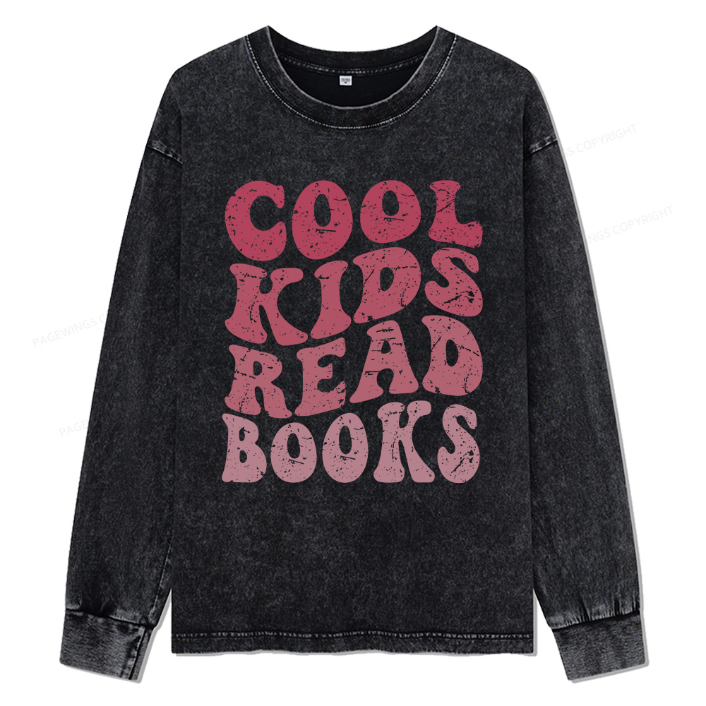 Pagewings Library Reader Book Nerd Unisex Washed Long Sleeve T-shirt