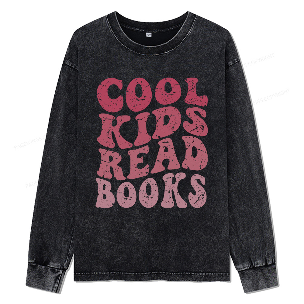 Pagewings Library Reader Book Nerd Unisex Washed Long Sleeve T-shirt