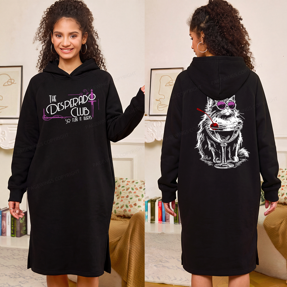 Pagewings Desperado Club Side-Slit Fleece Hoodie Dress