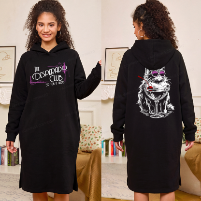 Pagewings Desperado Club Side-Slit Fleece Hoodie Dress