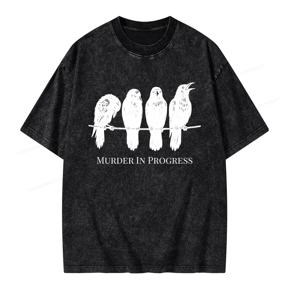 Pagewings Murder In Progress Unisex Washed T-shirt