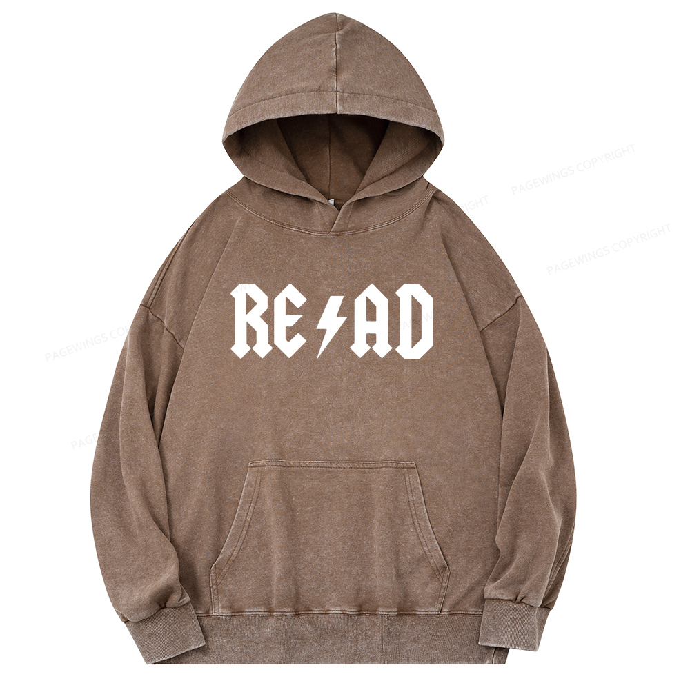 Pagewing Read Back In The Library rock And Roll Unisex Washed Hoodie