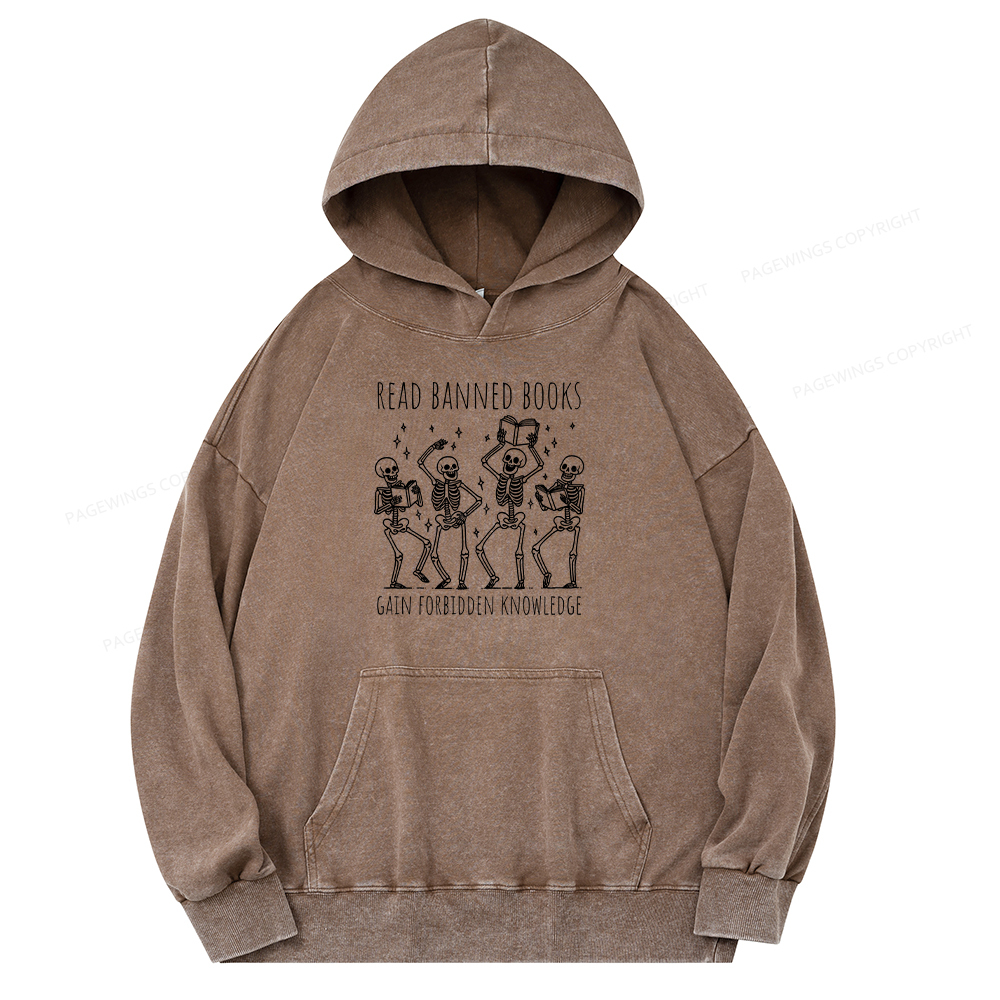 Pagewing Reading Books Tee Book Lover Gift Unisex Washed Hoodie