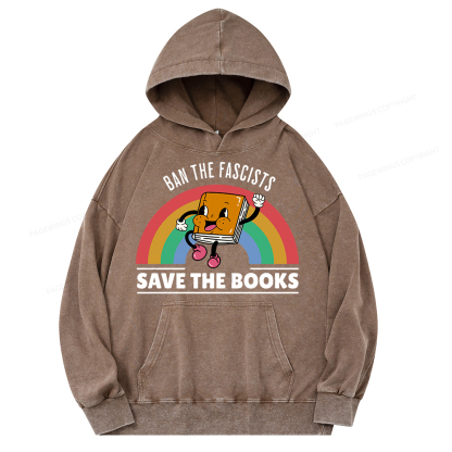 Pagewing Ban The Fascists Save The Books Shirt Unisex Washed Hoodie