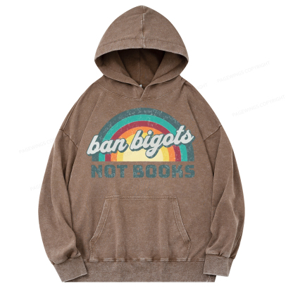 Pagewing Ban Bigots Not Books Unisex Washed Hoodie