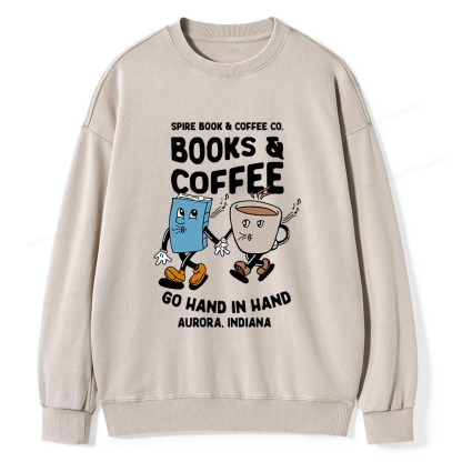 Pagewings Books Coffee Unisex Washed Sweatshirt